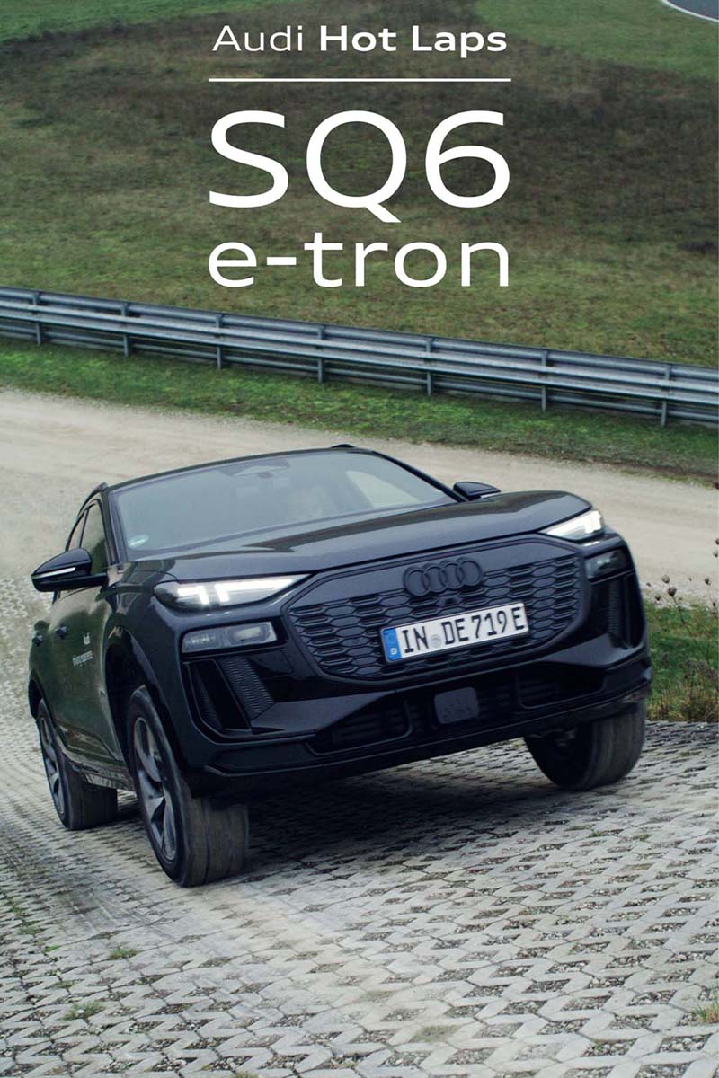 Audi SQ6 e-tron pri strmem vzponu.