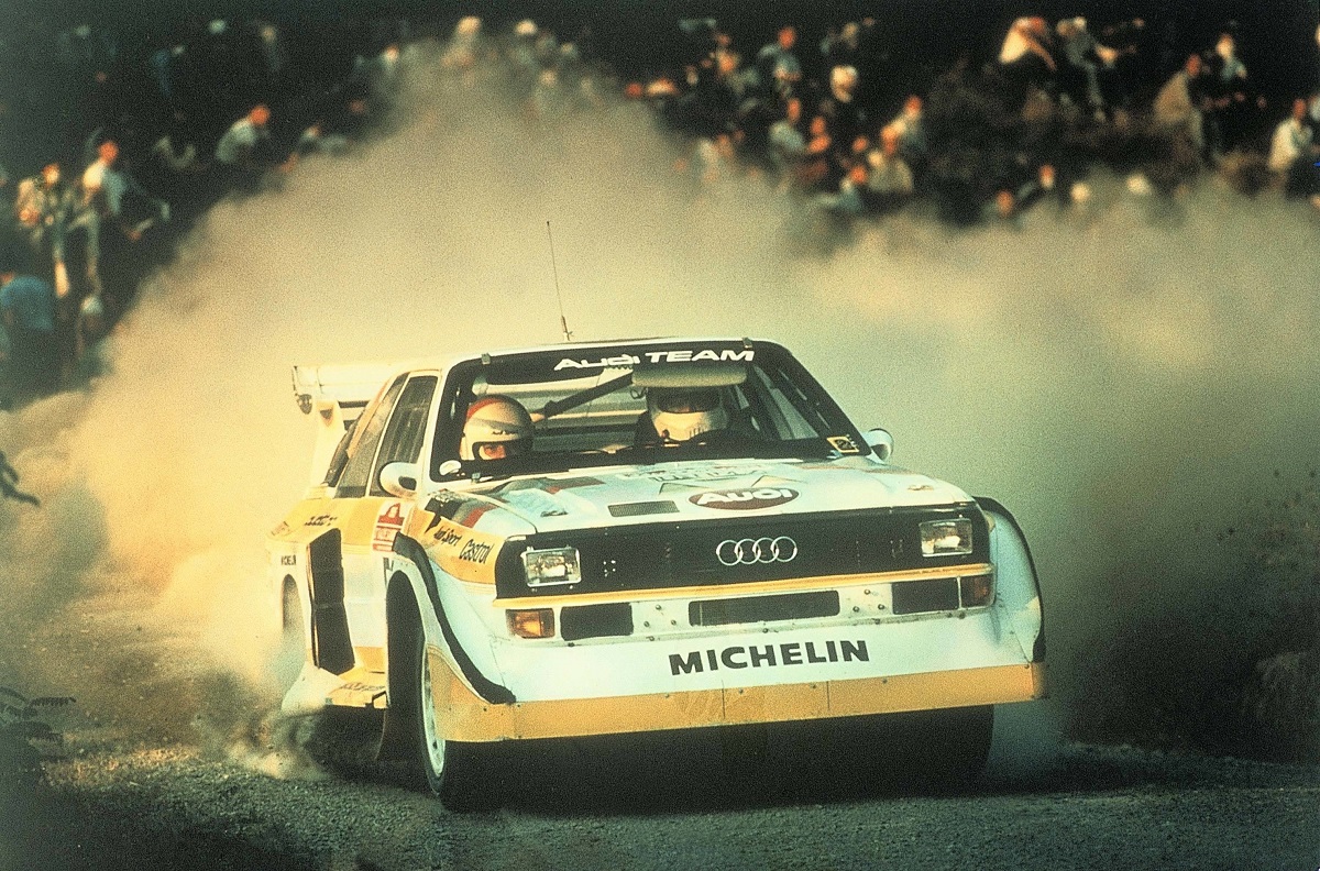 1985: Walter Röhrl z Audijem Sport quattro S1 zmaga na Rallyju San Remo.
