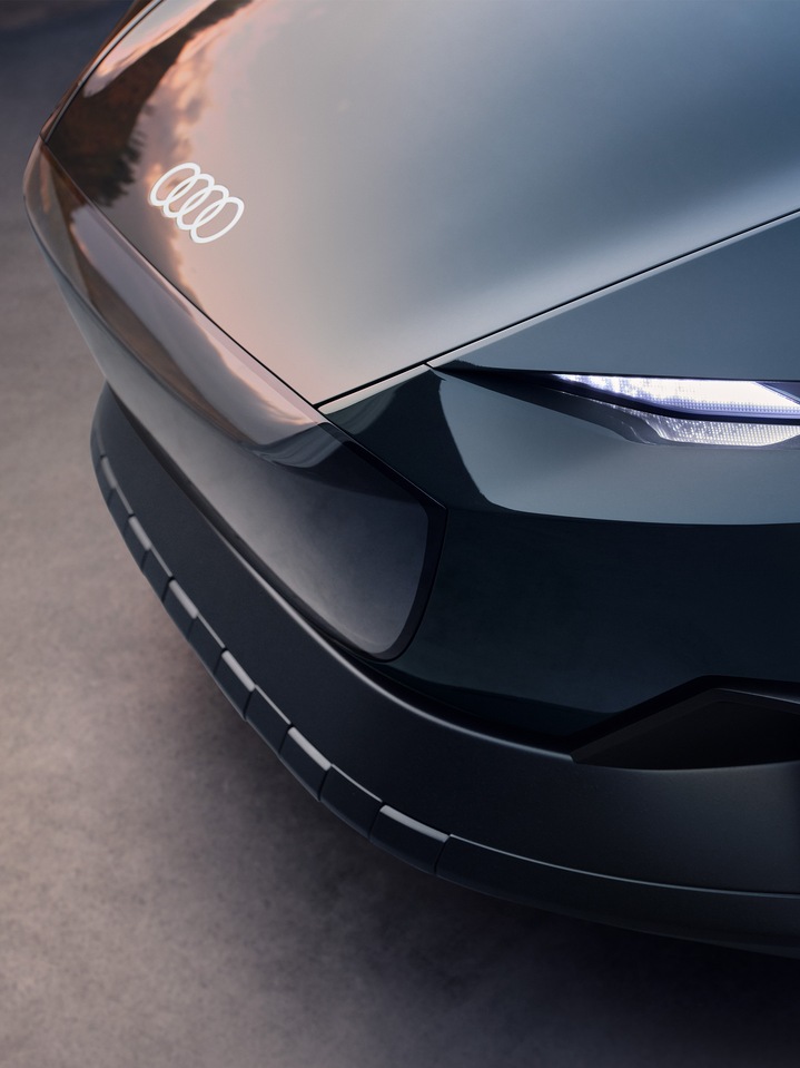 Značilni enodelni okvir znamke Audi je transparenten.