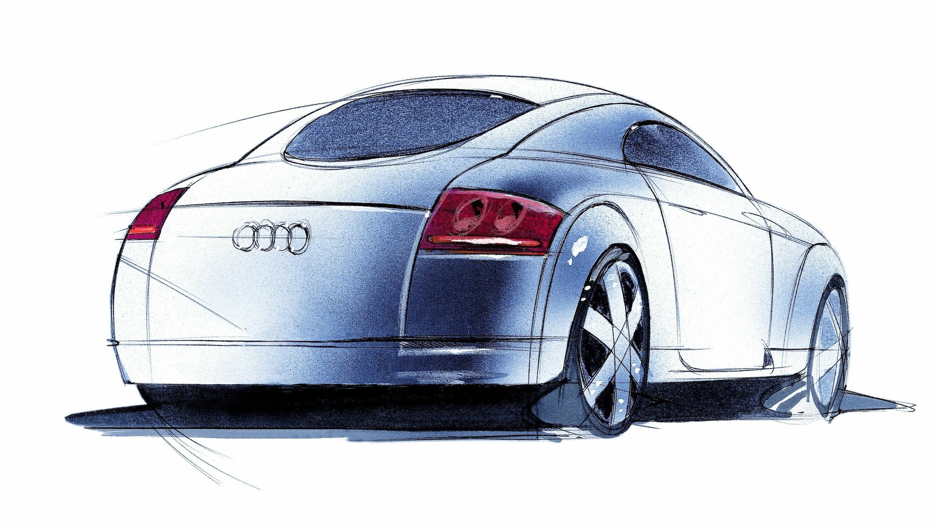 Skica modela Audi TT Coupé (pogled od zadaj)