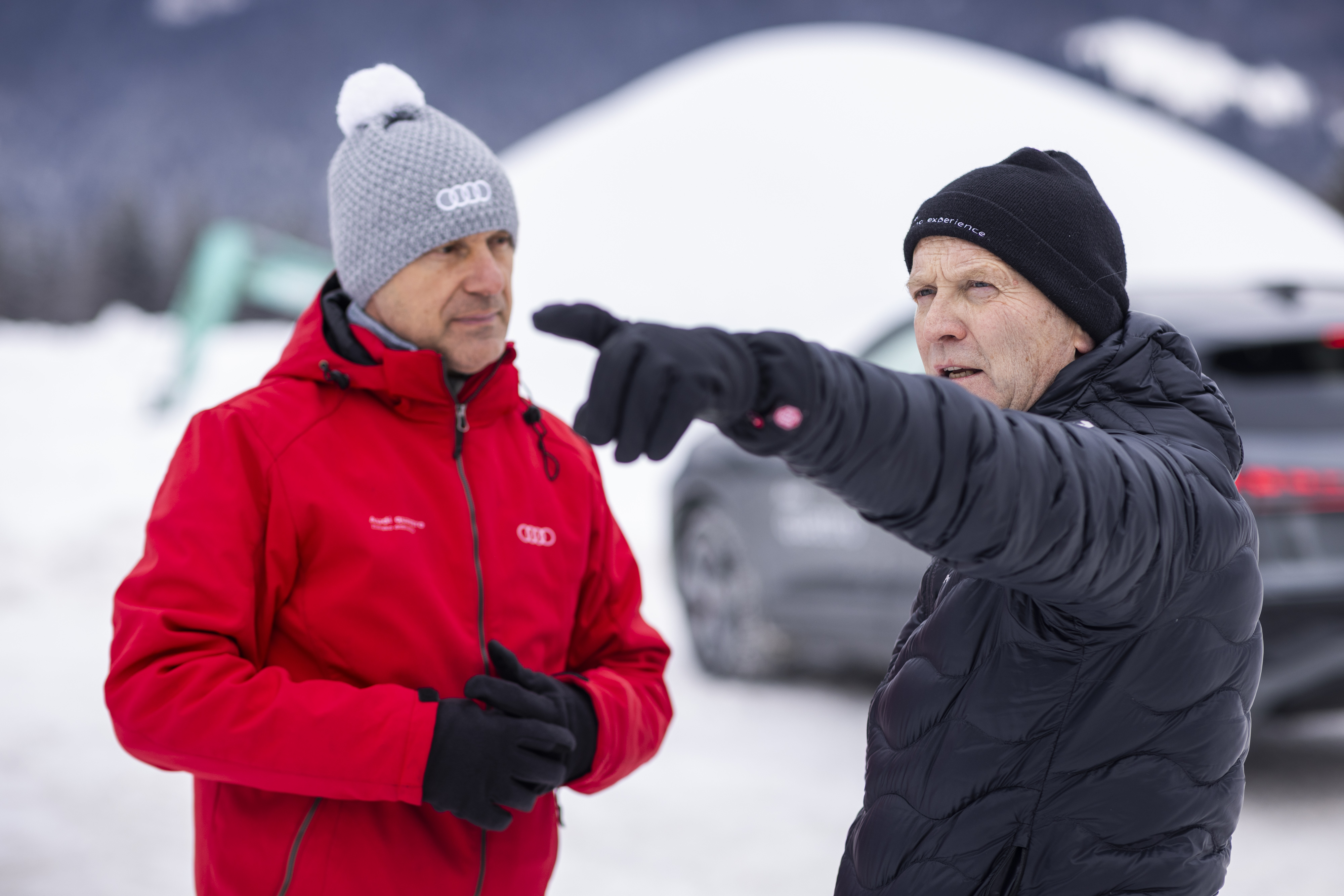 Stefan Eichhorner, glavni trener vožnje pri Audi driving experience in Andrej Brglez, slovenski inštruktor vožnje
