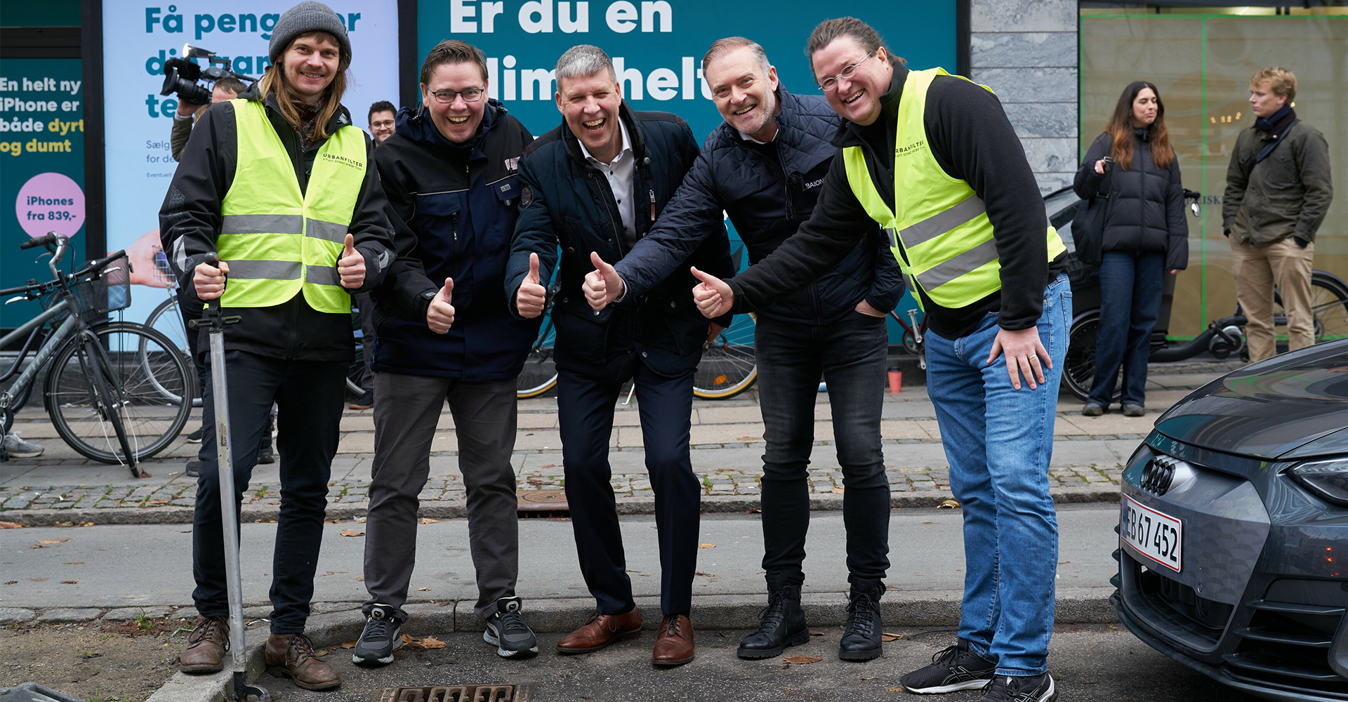 Iz leve proti desni: Johannes Neupert (TU Berlin), Dominik Herper (GKD Group), Rüdiger Recknagel (Audi Environmental Foundation), Søren Dandanell (BAIONYX) in Daniel Venghaus (GKD Group).