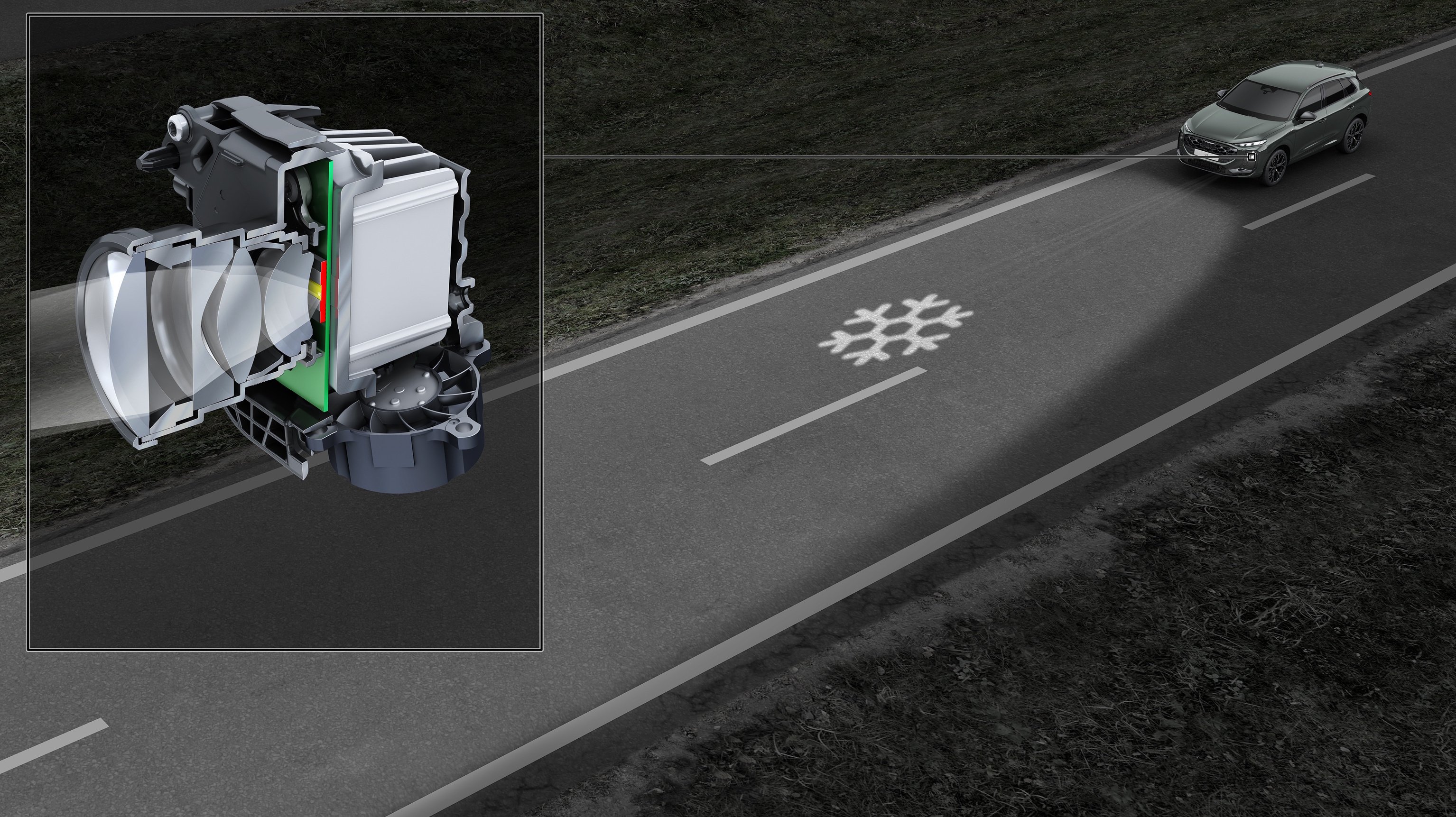 Prikaz delovanja digitalnih matričnih LED-žarometov z mikro LED-tehnologijo